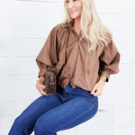 Clifton Brown Poplin Bubble Top Karlie