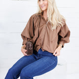 Clifton Brown Poplin Bubble Top Karlie