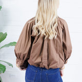 Clifton Brown Poplin Bubble Top Karlie