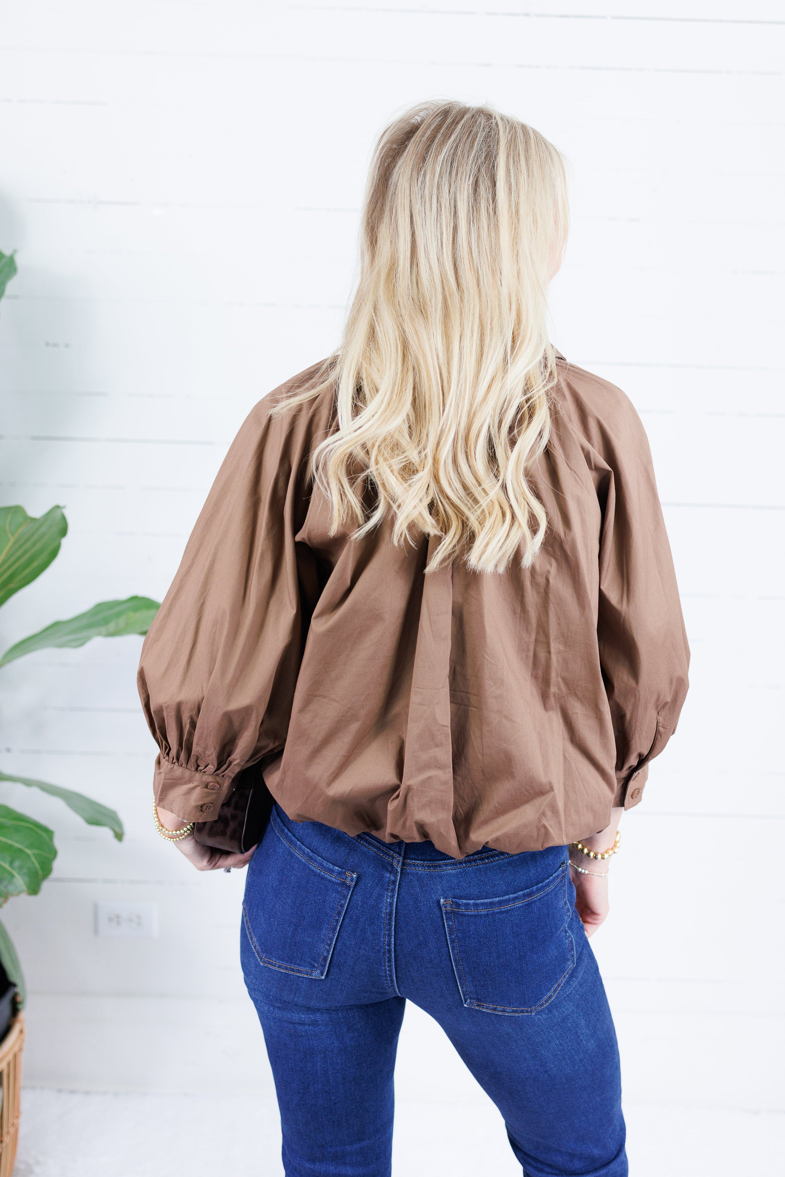 Clifton Brown Poplin Bubble Top Karlie