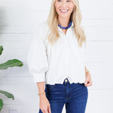 Clifton White Poplin Bubble Top Karlie