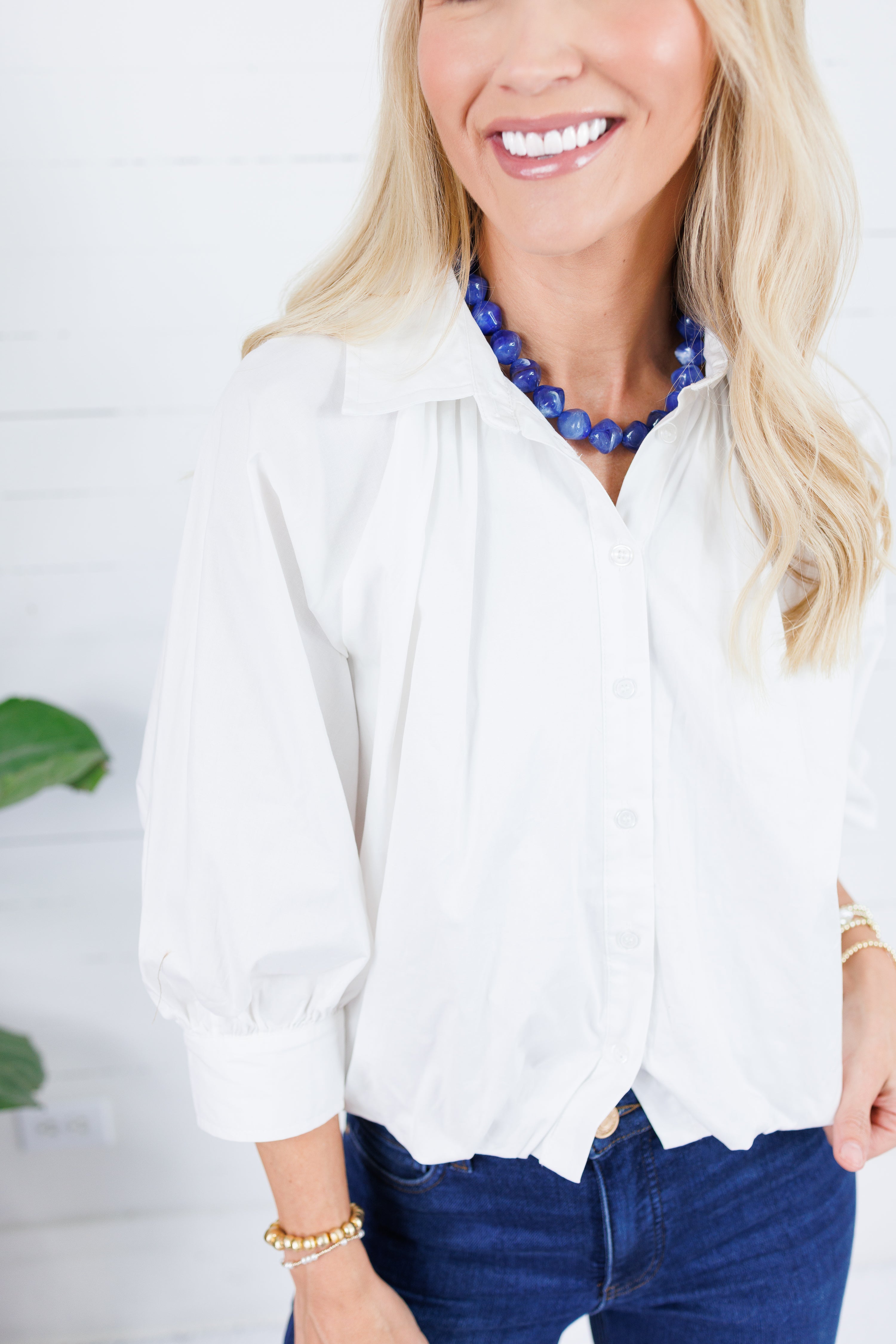 Clifton White Poplin Bubble Top Karlie