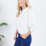 Clifton White Poplin Bubble Top Karlie