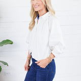 Clifton White Poplin Bubble Top Karlie
