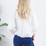 Clifton White Poplin Bubble Top Karlie
