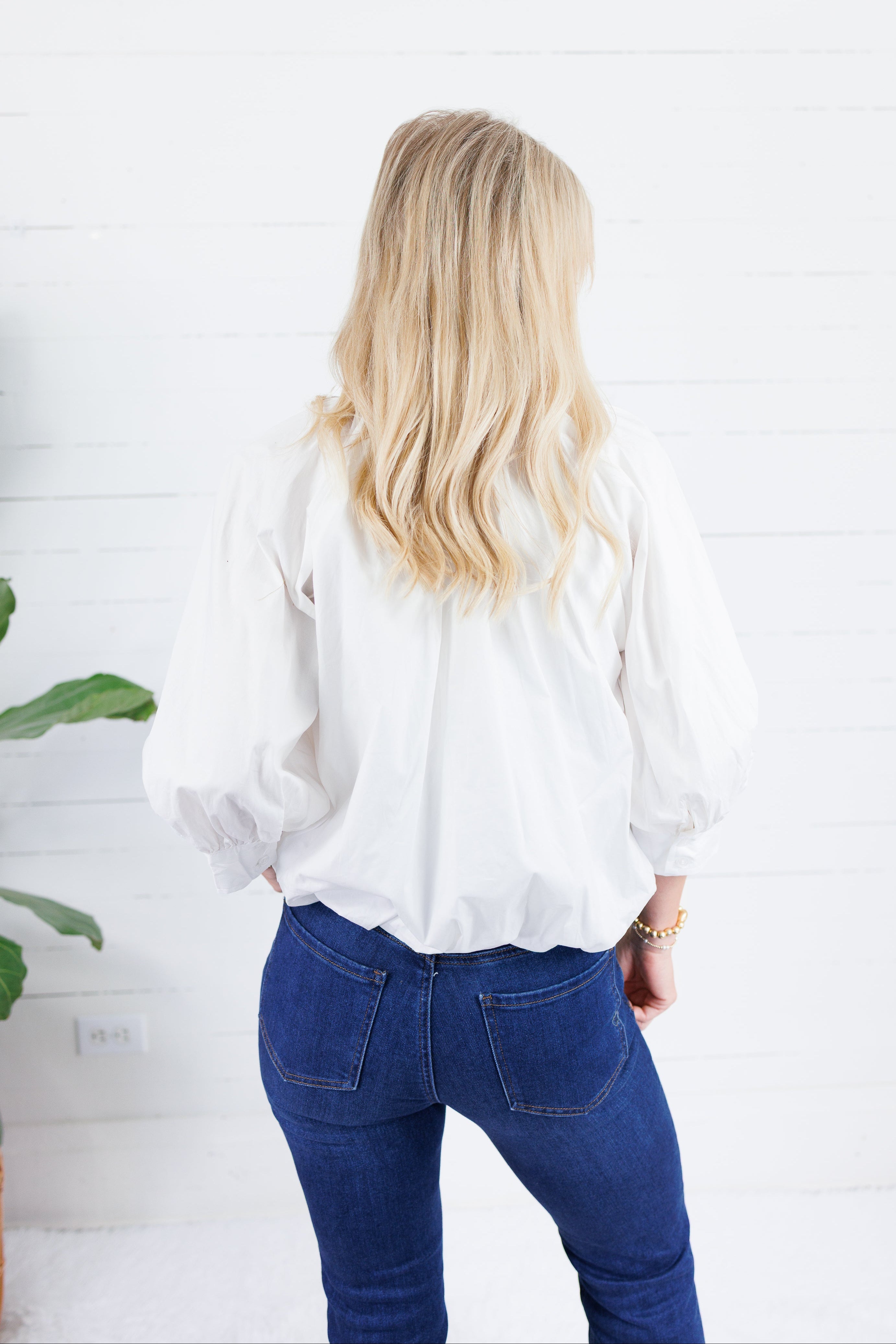 Clifton White Poplin Bubble Top Karlie