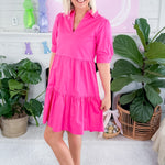 Cline Collar Mini Dress Hot Pink Molly Bracken