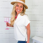 Cloud White Preppy Top Entro