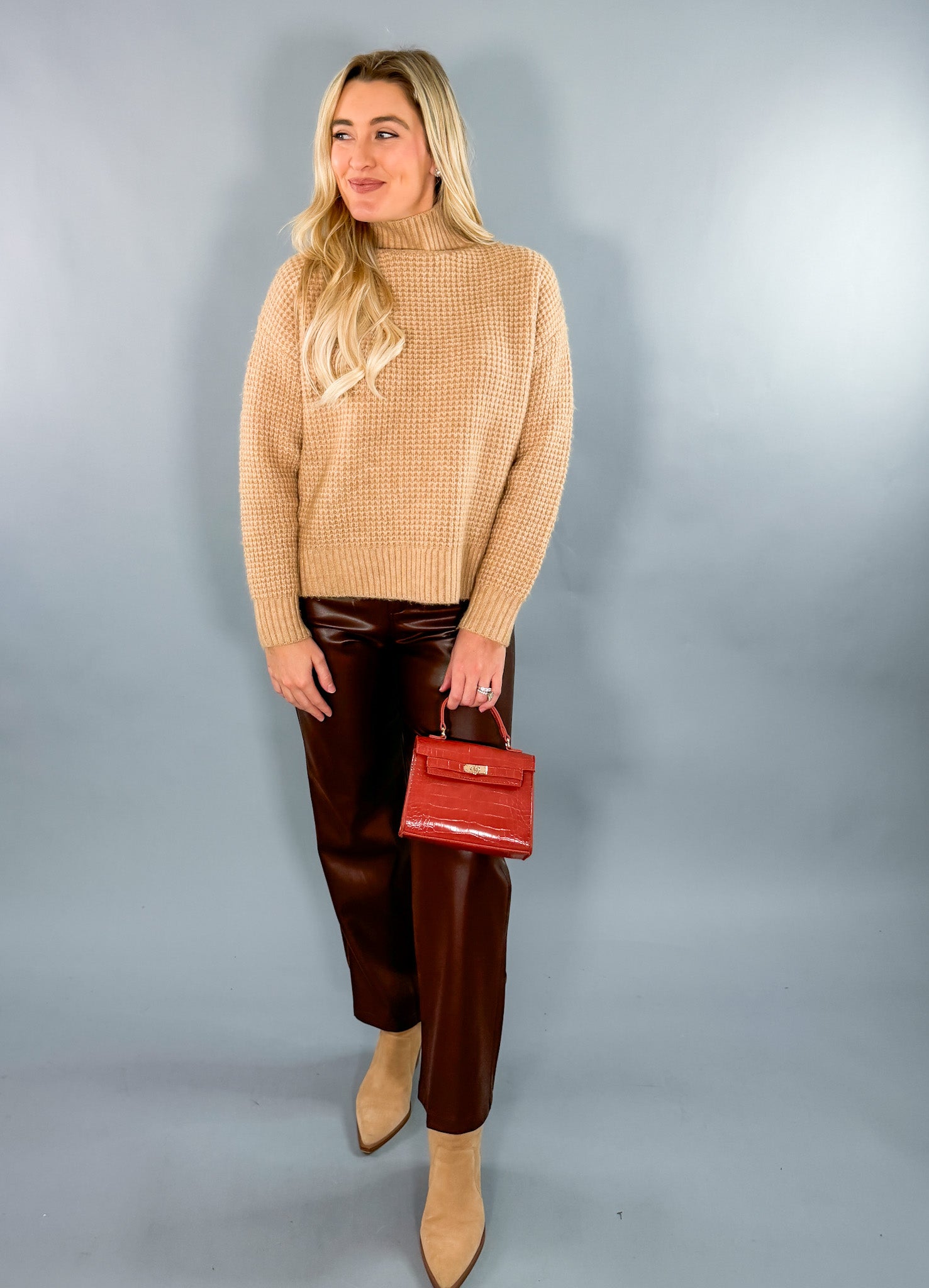 Coffee Bean Brown Vegan Sleek Vibe High Rise Pants