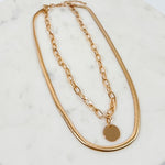 Coin Pendant Layered Short Necklace