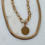 Coin Pendant Layered Short Necklace