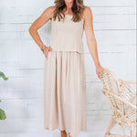 Colby Caramel Back Smocked Maxi Dress Mustard Seed 