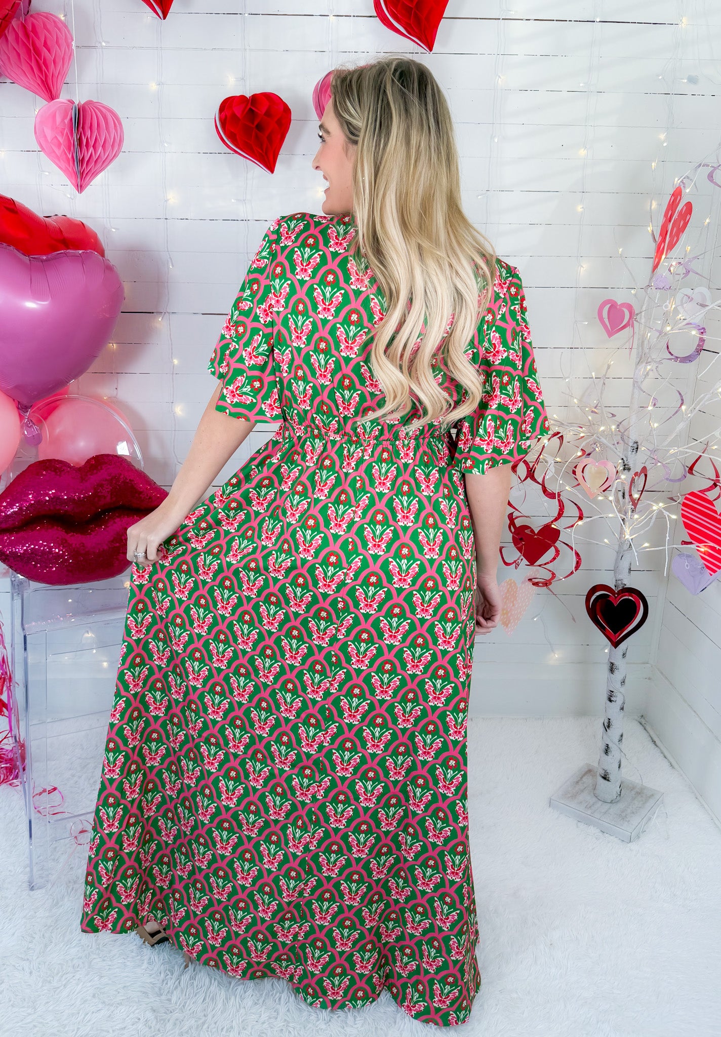 Colleen Pink + Green Caftan Dress