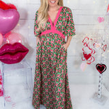 Colleen Pink + Green Caftan Dress