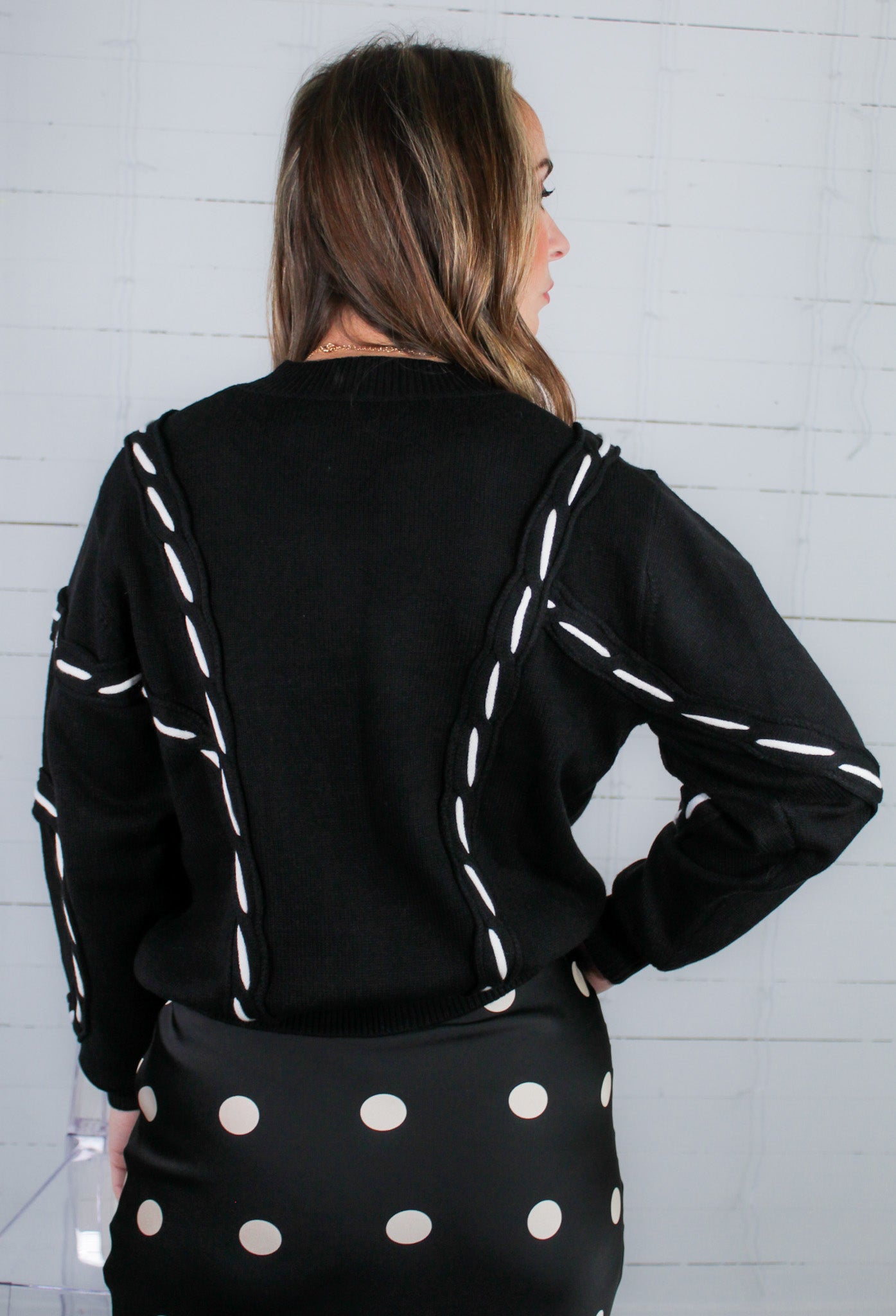 Collier Black + Ivory Trim Sweater THML