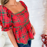 Comet Red Plaid Baby Doll Top