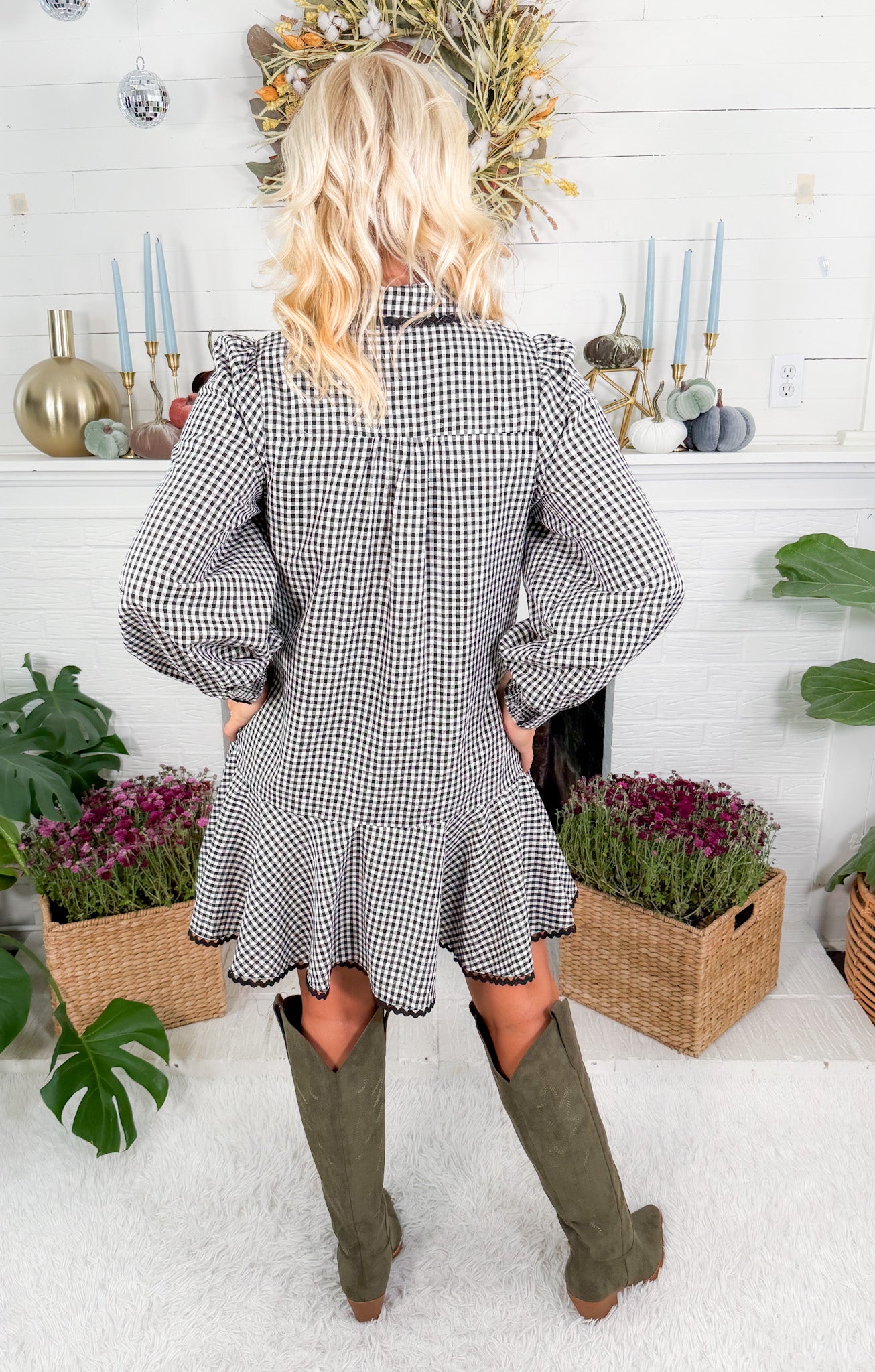 Commander Black Check Mini Dress Entro