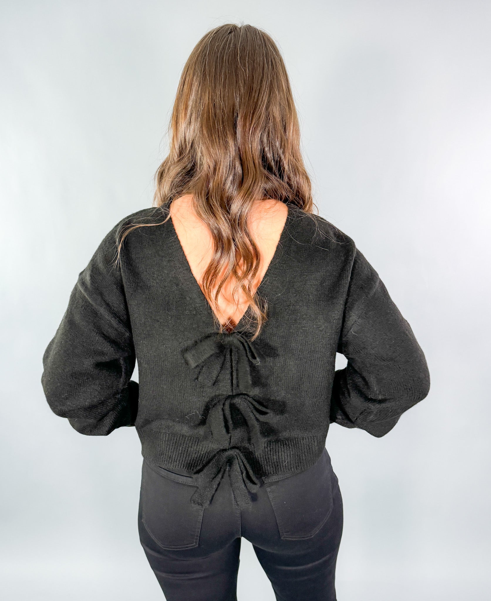 Compton Black Back Bow Sweater