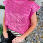 Conley Candy Pink Foil Sleeveless Sweater