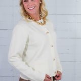 Constance Cream Scallop Edge Cardigan