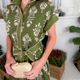 Constance Olive Tiered Maxi Dress Entro