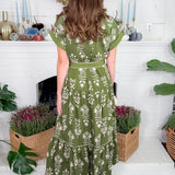 Constance Olive Tiered Maxi Dress Entro