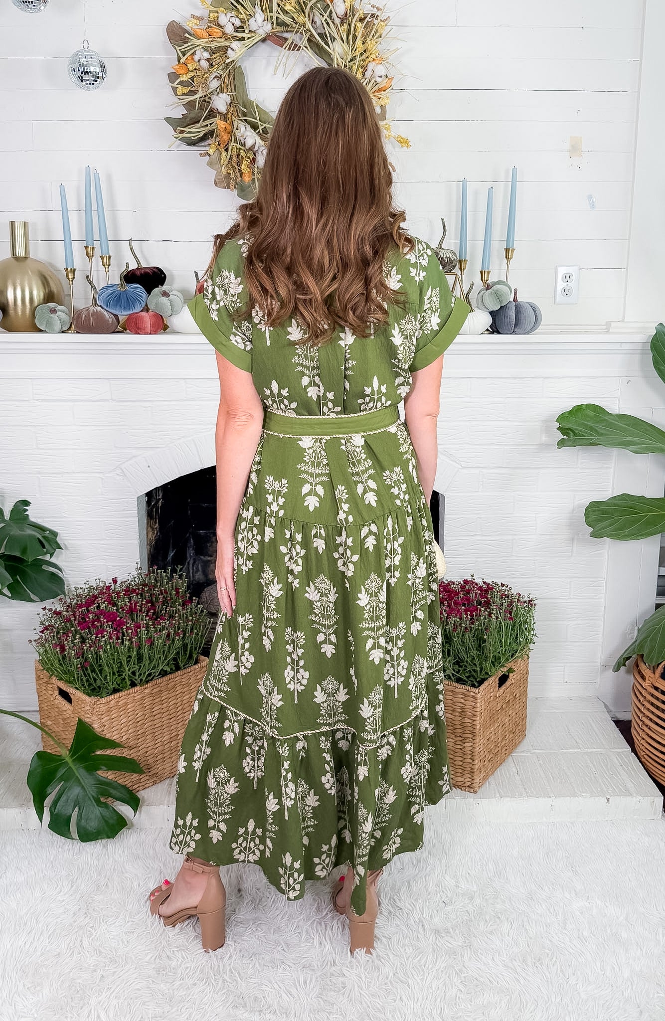Constance Olive Tiered Maxi Dress Entro