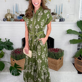 Constance Olive Tiered Maxi Dress Entro