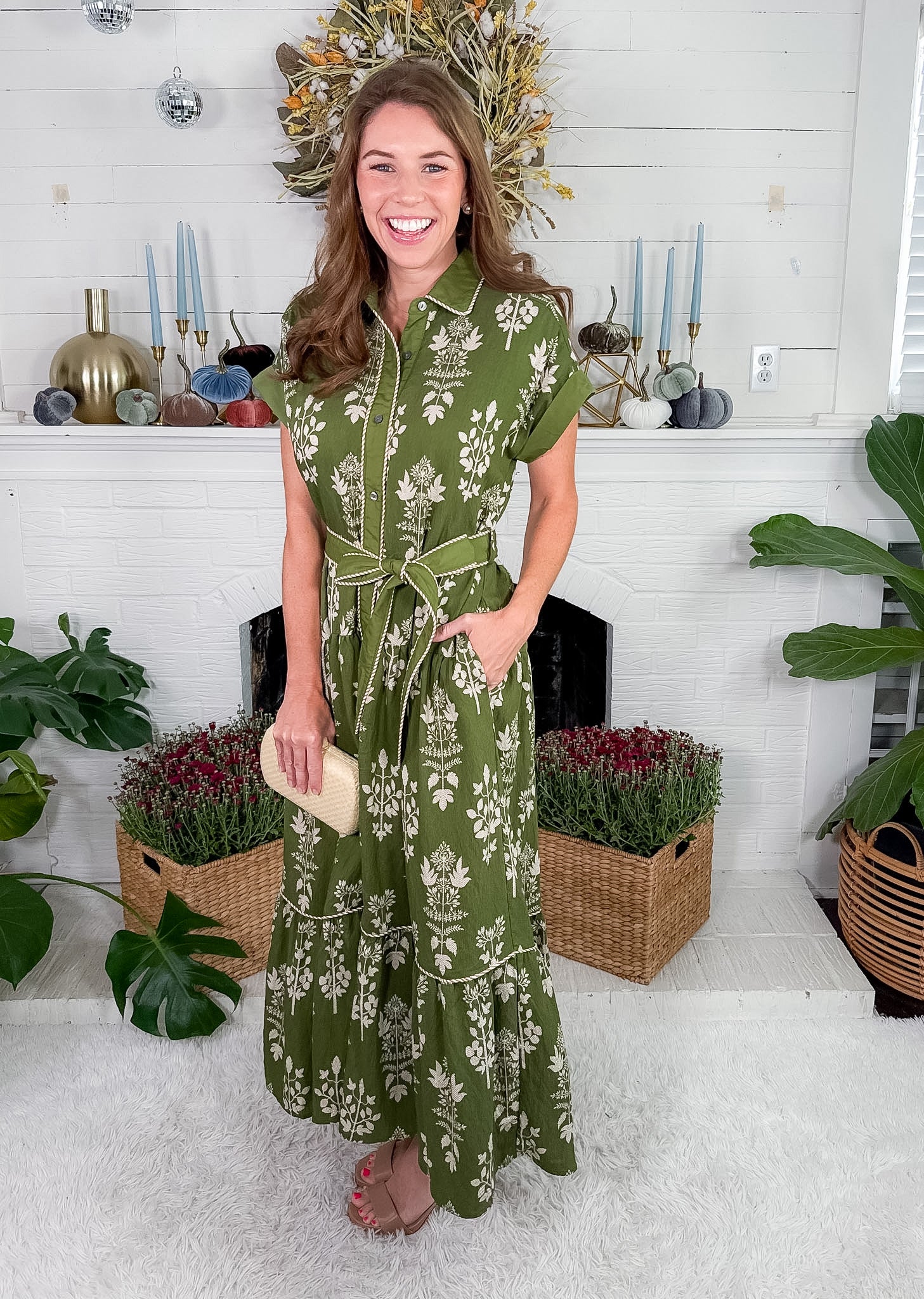 Constance Olive Tiered Maxi Dress Entro
