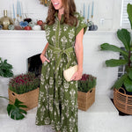 Constance Olive Tiered Maxi Dress Entro