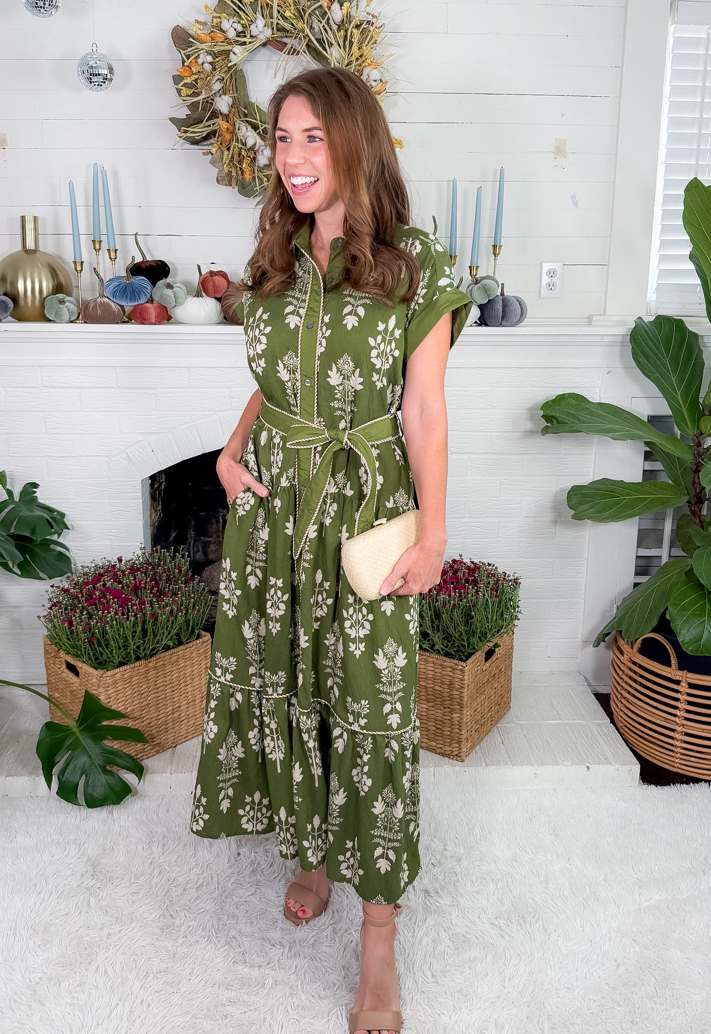 Constance Olive Tiered Maxi Dress Entro