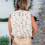 Consuela Cream Fur + Gold Sequin Bubble Top FATE