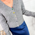 Conway Grey + Colorful Buttons Cardigan Compania Fantastica