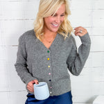 Conway Grey + Colorful Buttons Cardigan Compania Fantastica