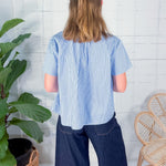 Cooper Blue Stripe Stand Collar Top