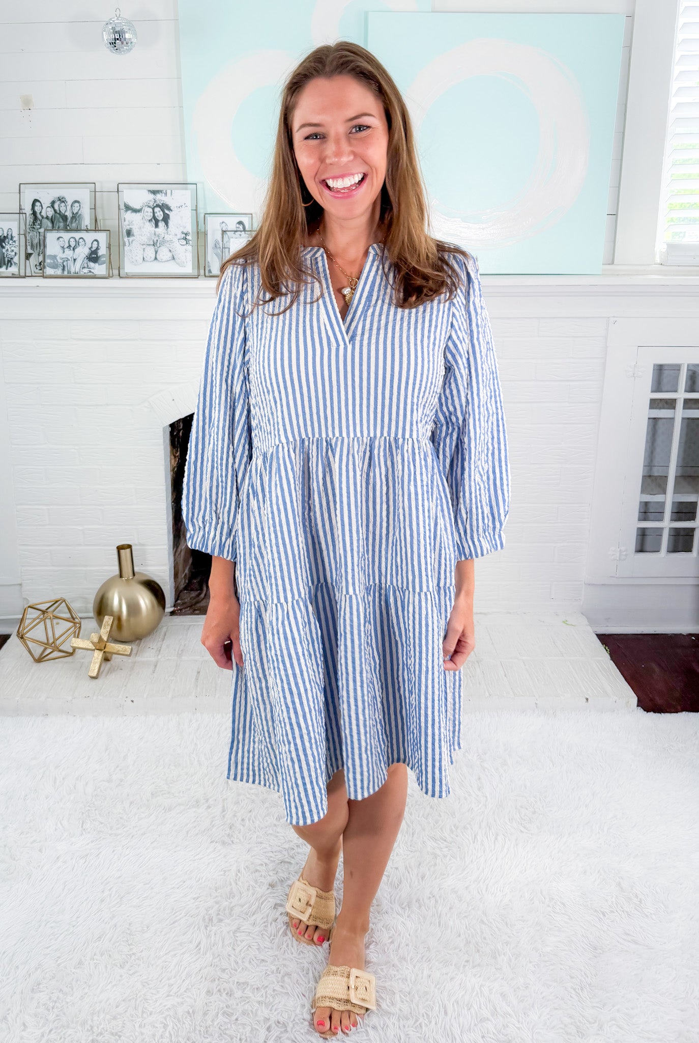 Cooper Lined Up Light Blue Dress Mary Square