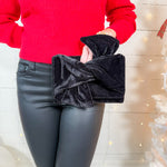 Cora Black Velvet Clutch