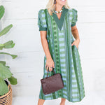 Cora Olive + Sky Metro Stripe Dress Entro