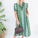 Cora Olive + Sky Metro Stripe Dress Entro