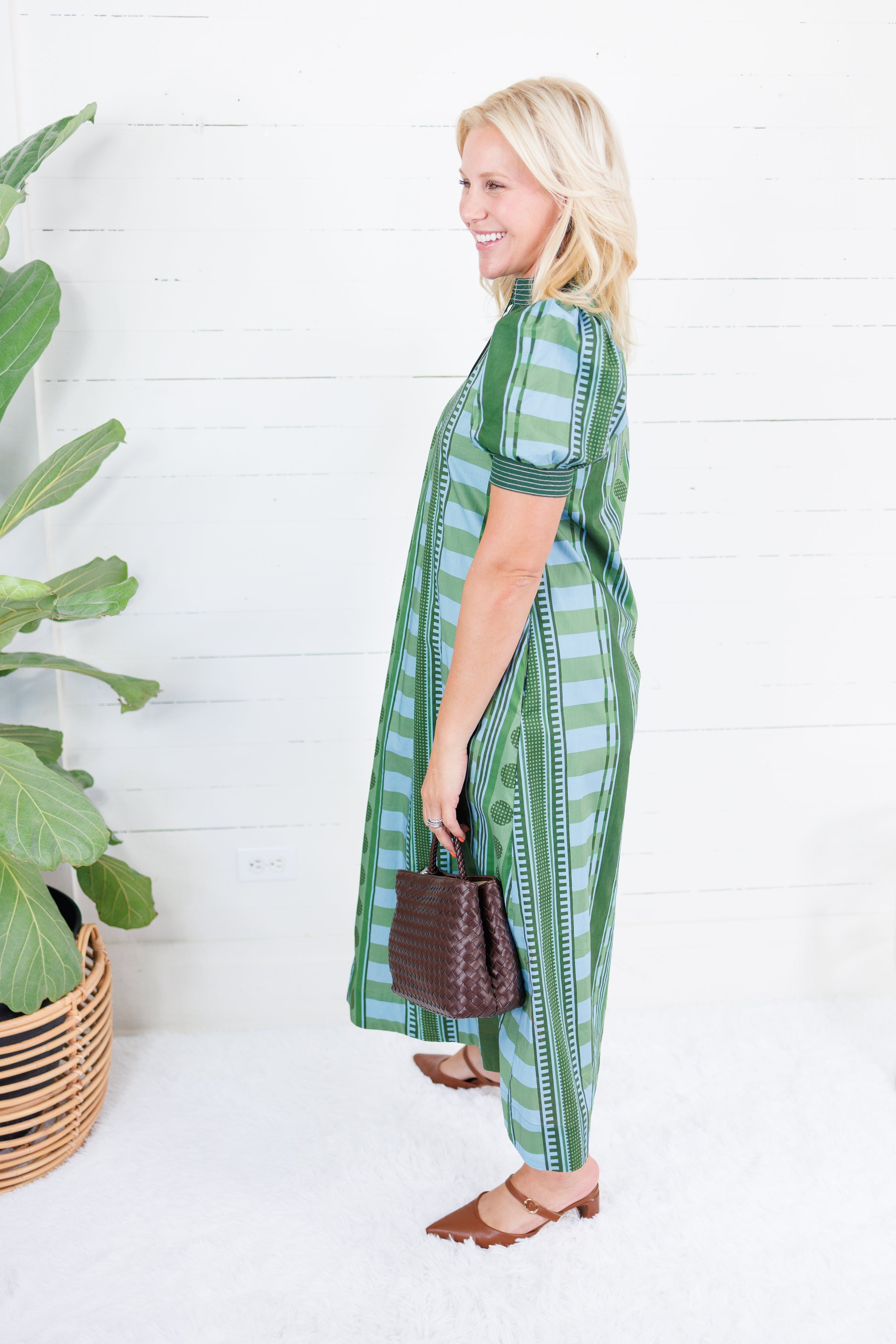 Cora Olive + Sky Metro Stripe Dress Entro