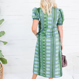 Cora Olive + Sky Metro Stripe Dress Entro