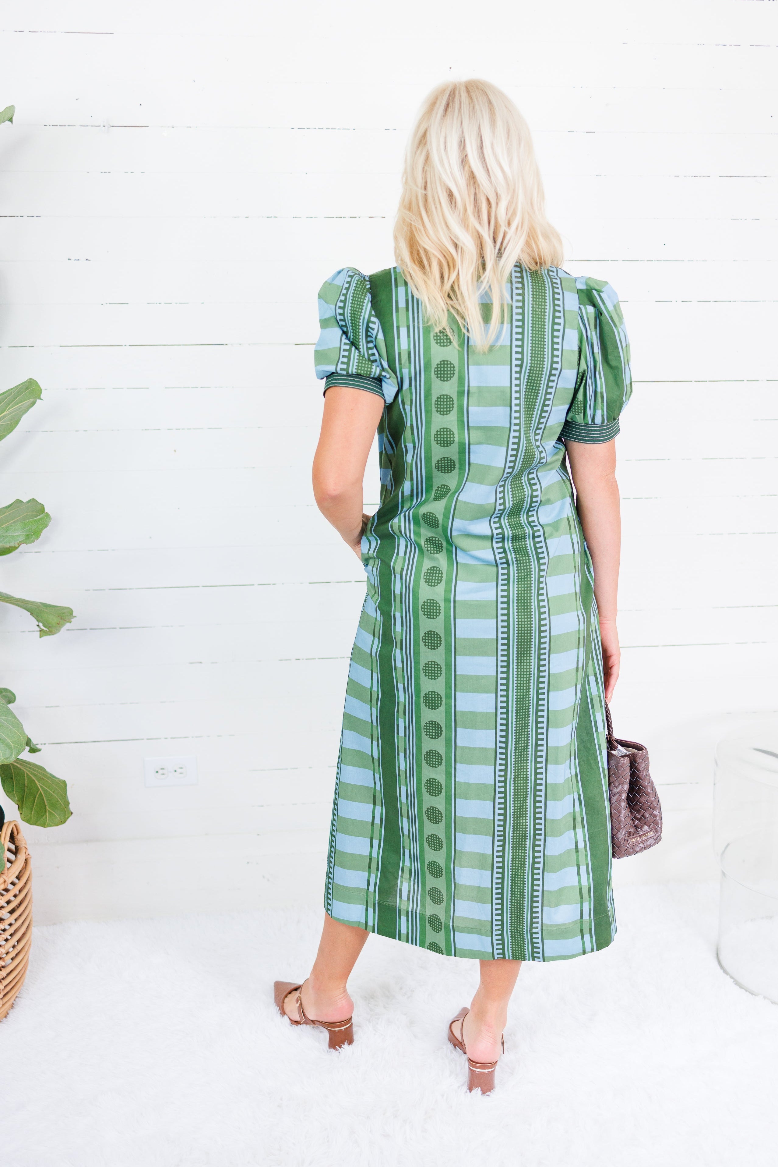 Cora Olive + Sky Metro Stripe Dress Entro