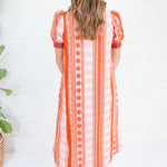 Cora Pink + Rust Metro Stripe Dress Entro