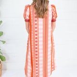 Cora Pink + Rust Metro Stripe Dress Entro