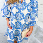 Cordelia Blue Pinwheel Mini Dress Entro