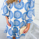 Cordelia Blue Pinwheel Mini Dress Entro