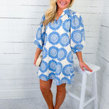 Cordelia Blue Pinwheel Mini Dress Entro