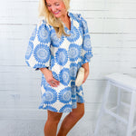 Cordelia Blue Pinwheel Mini Dress Entro