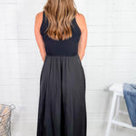 Cornelia Black Mixed Media Maxi Dress Elan