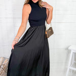 Cornelia Black Mixed Media Maxi Dress Elan